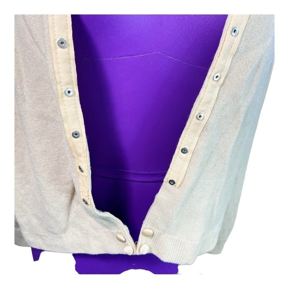 CynLes cashmere lace taupe covered button cardigan sweater 50s 60s collar snaps - Picture 5 of 13